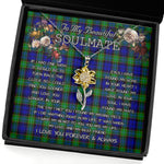 To My Beautiful Soulmate Sunflower Necklace In Your Eyes I Have Found My Home Clan Sempill Tartan Jewelry For Girlfriend, Tartan Sunflower Pendant Necklace, Scottish Tartan Jewelry, valentine necklace, necklace girlfriend, necklace for wife, cute necklaces for girlfriend, jewelry for girlfriend, to my soulmate necklace, to my future wife necklace
