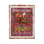 Personalized Gift Plaid Tartan Blanket Clan MacRae Ancient With Moose Lover Xmas Gift Santa Riding Christmas Fleece Blanket