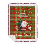 Personalized Gift Tartan Plaid Blanket Clan Grierson With Funny Santa Snowman Reindeer Merry Christmas Gift Sherpa Blanket, blue plaid sherpa blanket,blue tartan sherpa blanket,Buchan,buffalo plaid sherpa blanket,christmas sherpa blanket,Christmas Throw Blanket