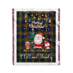 Personalized Gift Tartan Plaid Blanket Clan Clelland With Funny Santa Snowman Reindeer Merry Christmas Fleece Blanket, Home Living Room, Plaid Blanket, Tartan Blanket, Scottish Blanket, Buffalo fleece blanket, Christmas Blanket