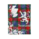 Scotstee Shop Tartan Plaid Fleece Blankets Thistle and Lion Scottish Clan Mar Plaid Blanket