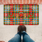 Doormat - Welcome Mat Scottish Clan Chattan Modern Tartan Door Mat, Plaid Doormat With Thistle and Two Lion Scottish