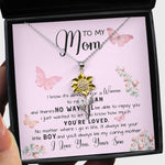To My Mom Necklace Gift From Son Mother's Day Love Knot Necklace Sunflower Pendant Necklace