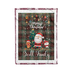 Personalized Gift Tartan Plaid Blanket Clan Scott Brown Ancient With Funny Santa Snowman Reindeer Merry Christmas Fleece Blanket, Home Living Room, Plaid Blanket, Tartan Blanket, Scottish Blanket, Buffalo fleece blanket, Christmas Blanket