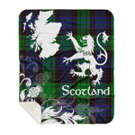 Sherpa Blanket - Tartan Blanket Thistle and Lion Scottish Clan Stewart Old Modern Plaid Blanket, plaid sherpa blanket queen,purple sherpa blanket,queen sherpa blanket,queen size sherpa blanket,red sherpa blanket,scottish tartan blankets,sherpa blanket,sherpa christmas blanket