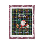 Personalized Gift Tartan Plaid Blanket Clan Ferguson Modern With Funny Santa Snowman Reindeer Merry Christmas Fleece Blanket, Home Living Room, Plaid Blanket, Tartan Blanket, Scottish Blanket, Buffalo fleece blanket, Christmas Blanket