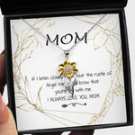 Sunflower Pendant Necklace - Mom Necklace - Love You Always And Forever Mother's Day Gift