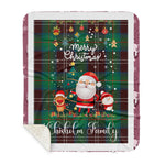 Personalized Gift Tartan Plaid Blanket Clan Chisholm Hunting Ancient With Funny Santa Snowman Reindeer Merry Christmas Gift Sherpa Blanket, blue plaid sherpa blanket,blue tartan sherpa blanket,Buchan,buffalo plaid sherpa blanket,christmas sherpa blanket,Christmas Throw Blanket