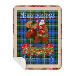 Personalized Gift Plaid Tartan Blanket Clan MacKenzie With Moose Lover Xmas Gift Santa Riding Buffalo Plaid Christmas Sherpa Blanket