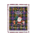 Personalized Gift Tartan Plaid Blanket Clan Carnegie Ancient With Funny Santa Snowman Reindeer Merry Christmas Fleece Blanket, Home Living Room, Plaid Blanket, Tartan Blanket, Scottish Blanket, Buffalo fleece blanket, Christmas Blanket