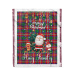 Personalized Gift Tartan Plaid Blanket Clan Haig With Funny Santa Snowman Reindeer Merry Christmas Fleece Blanket, Christmas Blanket, Plaid Blanket, Tartan Blanket,Scottish Blanket