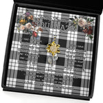 To My Beautiful Soulmate Sunflower Necklace In Your Eyes I Have Found My Home Clan MacFarlane Black & White Tartan Jewelry For Girlfriend, Tartan Sunflower Pendant Necklace, Scottish Tartan Jewelry, valentine necklace, necklace girlfriend, necklace for wife, cute necklaces for girlfriend, jewelry for girlfriend, to my soulmate necklace, to my future wife necklace