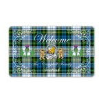 Doormat - Welcome Mat Scottish Clan Badge Campbell Dress Tartan Door Mat, Plaid Doormat With Thistle and Two Lion Scottish
