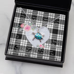Sea Turtle Necklace Gift for My Beautiful Girlfriend Valentines Necklace Clan MacFarlane Black & White Tartan Blue Turtle Necklace