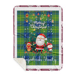 Personalized Gift Tartan Plaid Blanket Clan Marjoribanks Ancient With Funny Santa Snowman Reindeer Merry Christmas Gift Sherpa Blanket, blue plaid sherpa blanket,blue tartan sherpa blanket,Buchan,buffalo plaid sherpa blanket,christmas sherpa blanket,Christmas Throw Blanket