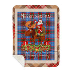 Personalized Gift Plaid Tartan Blanket Clan Skirving With Moose Lover Xmas Gift Santa Riding Buffalo Plaid Christmas Sherpa Blanket