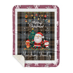 Personalized Gift Tartan Plaid Blanket Clan MacKay Weathered With Funny Santa Snowman Reindeer Merry Christmas Gift Sherpa Blanket, blue plaid sherpa blanket,blue tartan sherpa blanket,Buchan,buffalo plaid sherpa blanket,christmas sherpa blanket,Christmas Throw Blanket