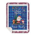Personalized Gift Tartan Plaid Blanket Clan Mercer With Funny Santa Snowman Reindeer Merry Christmas Gift Sherpa Blanket, blue plaid sherpa blanket,blue tartan sherpa blanket,Buchan,buffalo plaid sherpa blanket,christmas sherpa blanket,Christmas Throw Blanket