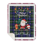 Personalized Gift Tartan Plaid Blanket Clan Baird With Funny Santa Snowman Reindeer Merry Christmas Gift Sherpa Blanket, blue plaid sherpa blanket,blue tartan sherpa blanket,Buchan,buffalo plaid sherpa blanket,christmas sherpa blanket,Christmas Throw Blanket