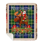 Personalized Gift Plaid Tartan Blanket Clan MacKellar With Moose Lover Xmas Gift Santa Riding Buffalo Plaid Christmas Sherpa Blanket
