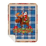 Personalized Gift Plaid Tartan Blanket Clan Muirhead Blue With Moose Lover Xmas Gift Santa Riding Plaid Christmas Sherpa Blanket