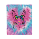 Scotstee Shop - Scotstee Shop Blanket Happy Easter Day Cute Bunny Rabbit Face Tie Dye Pink Heart Rainbow Hippie Fleece Blanket