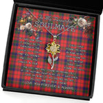 To My Beautiful Soulmate Sunflower Necklace In Your Eyes I Have Found My Home Clan Robertson Tartan Jewelry For Girlfriend, Tartan Sunflower Pendant Necklace, Scottish Tartan Jewelry, valentine necklace, necklace girlfriend, necklace for wife, cute necklaces for girlfriend, jewelry for girlfriend, to my soulmate necklace, to my future wife necklace