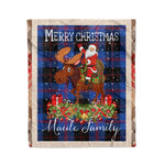 Personalized Gift Plaid Tartan Blanket Clan Maule Modern With Moose Lover Xmas Gift Santa Riding Christmas Fleece Blanket