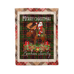 Personalized Gift Plaid Tartan Blanket Clan Buchan With Moose Lover Xmas Gift Santa Riding Christmas Fleece Blanket