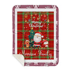 Personalized Gift Tartan Plaid Blanket Clan Morrison Modern With Funny Santa Snowman Reindeer Merry Christmas Gift Sherpa Blanket, blue plaid sherpa blanket,blue tartan sherpa blanket,Buchan,buffalo plaid sherpa blanket,christmas sherpa blanket,Christmas Throw Blanket
