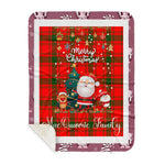 Personalized Gift Tartan Plaid Blanket Clan MacQuarrie Modern With Funny Santa Snowman Reindeer Merry Christmas Gift Sherpa Blanket, blue plaid sherpa blanket,blue tartan sherpa blanket,Buchan,buffalo plaid sherpa blanket,christmas sherpa blanket,Christmas Throw Blanket