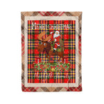 Personalized Gift Plaid Tartan Blanket Clan MacGill With Moose Lover Xmas Gift Santa Riding Christmas Fleece Blanket