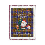 Personalized Gift Tartan Plaid Blanket Clan Balfour Modern With Funny Santa Snowman Reindeer Merry Christmas Fleece Blanket, Home Living Room, Plaid Blanket, Tartan Blanket, Scottish Blanket, Buffalo fleece blanket, Christmas Blanket