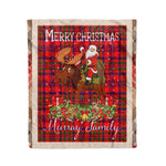 Personalized Gift Plaid Tartan Blanket Clan Murray of Tulloch With Moose Lover Xmas Gift Santa Riding Christmas Fleece Blanket