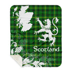 Sherpa Blanket - Tartan Blanket Thistle and Lion Scottish Clan MacArthur Plaid Blanket, plaid sherpa blanket queen,purple sherpa blanket,queen sherpa blanket,queen size sherpa blanket,red sherpa blanket,scottish tartan blankets,sherpa blanket,sherpa christmas blanket