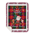 Personalized Gift Tartan Plaid Blanket Clan Roxburgh With Funny Santa Snowman Reindeer Merry Christmas Gift Sherpa Blanket, blue plaid sherpa blanket,blue tartan sherpa blanket,Buchan,buffalo plaid sherpa blanket,christmas sherpa blanket,Christmas Throw Blanket