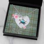 Sea Turtle Necklace Gift for My Beautiful Girlfriend Valentines Necklace Clan Kelly Tartan Blue Turtle Necklace