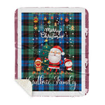 Personalized Gift Tartan Plaid Blanket Clan Guthrie Ancient With Funny Santa Snowman Reindeer Merry Christmas Gift Sherpa Blanket, blue plaid sherpa blanket,blue tartan sherpa blanket,Buchan,buffalo plaid sherpa blanket,christmas sherpa blanket,Christmas Throw Blanket