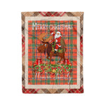 Personalized Gift Plaid Tartan Blanket Clan Munro Ancient With Moose Lover Xmas Gift Santa Riding Christmas Fleece Blanket