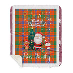 Personalized Gift Tartan Plaid Blanket Clan Ross Ancient With Funny Santa Snowman Reindeer Merry Christmas Gift Sherpa Blanket, blue plaid sherpa blanket,blue tartan sherpa blanket,Buchan,buffalo plaid sherpa blanket,christmas sherpa blanket,Christmas Throw Blanket