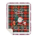 Personalized Gift Tartan Plaid Blanket Clan MacLachlan Weathered With Funny Santa Snowman Reindeer Merry Christmas Gift Sherpa Blanket, blue plaid sherpa blanket,blue tartan sherpa blanket,Buchan,buffalo plaid sherpa blanket,christmas sherpa blanket,Christmas Throw Blanket