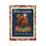 Personalized Gift Plaid Tartan Blanket Clan Blackwatch With Moose Lover Xmas Gift Santa Riding Christmas Fleece Blanket