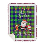 Personalized Gift Tartan Plaid Blanket Clan Colville With Funny Santa Snowman Reindeer Merry Christmas Gift Sherpa Blanket, blue plaid sherpa blanket,blue tartan sherpa blanket,Buchan,buffalo plaid sherpa blanket,christmas sherpa blanket,Christmas Throw Blanket