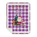 Personalized Gift Tartan Plaid Blanket Clan Dunlop Dress With Funny Santa Snowman Reindeer Merry Christmas Gift Sherpa Blanket, blue plaid sherpa blanket,blue tartan sherpa blanket,Buchan,buffalo plaid sherpa blanket,christmas sherpa blanket,Christmas Throw Blanket