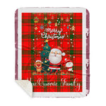 Personalized Gift Tartan Plaid Blanket Clan MacQuarrie Modern With Funny Santa Snowman Reindeer Merry Christmas Gift Sherpa Blanket, blue plaid sherpa blanket,blue tartan sherpa blanket,Buchan,buffalo plaid sherpa blanket,christmas sherpa blanket,Christmas Throw Blanket