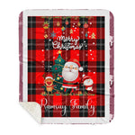 Personalized Gift Tartan Plaid Blanket Clan Ramsay Modern With Funny Santa Snowman Reindeer Merry Christmas Gift Sherpa Blanket, blue plaid sherpa blanket,blue tartan sherpa blanket,Buchan,buffalo plaid sherpa blanket,christmas sherpa blanket,Christmas Throw Blanket