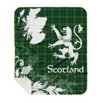 Sherpa Blanket - Tartan Blanket Thistle and Lion Scottish Clan Cranstoun Modern Plaid Blanket, plaid sherpa blanket queen,purple sherpa blanket,queen sherpa blanket,queen size sherpa blanket,red sherpa blanket,scottish tartan blankets,sherpa blanket,sherpa christmas blanket