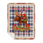 Personalized Gift Plaid Tartan Blanket Clan Hannay Grey With Moose Lover Xmas Gift Santa Riding Buffalo Plaid Christmas Sherpa Blanket