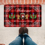 Doormat - Welcome Mat Scottish Clan Cunningham Tartan Door Mat, Plaid Doormat With Thistle and Two Lion Scottish