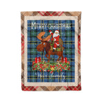 Personalized Gift Plaid Tartan Blanket Clan Weir Ancient With Moose Lover Xmas Gift Santa Riding Christmas Fleece Blanket
